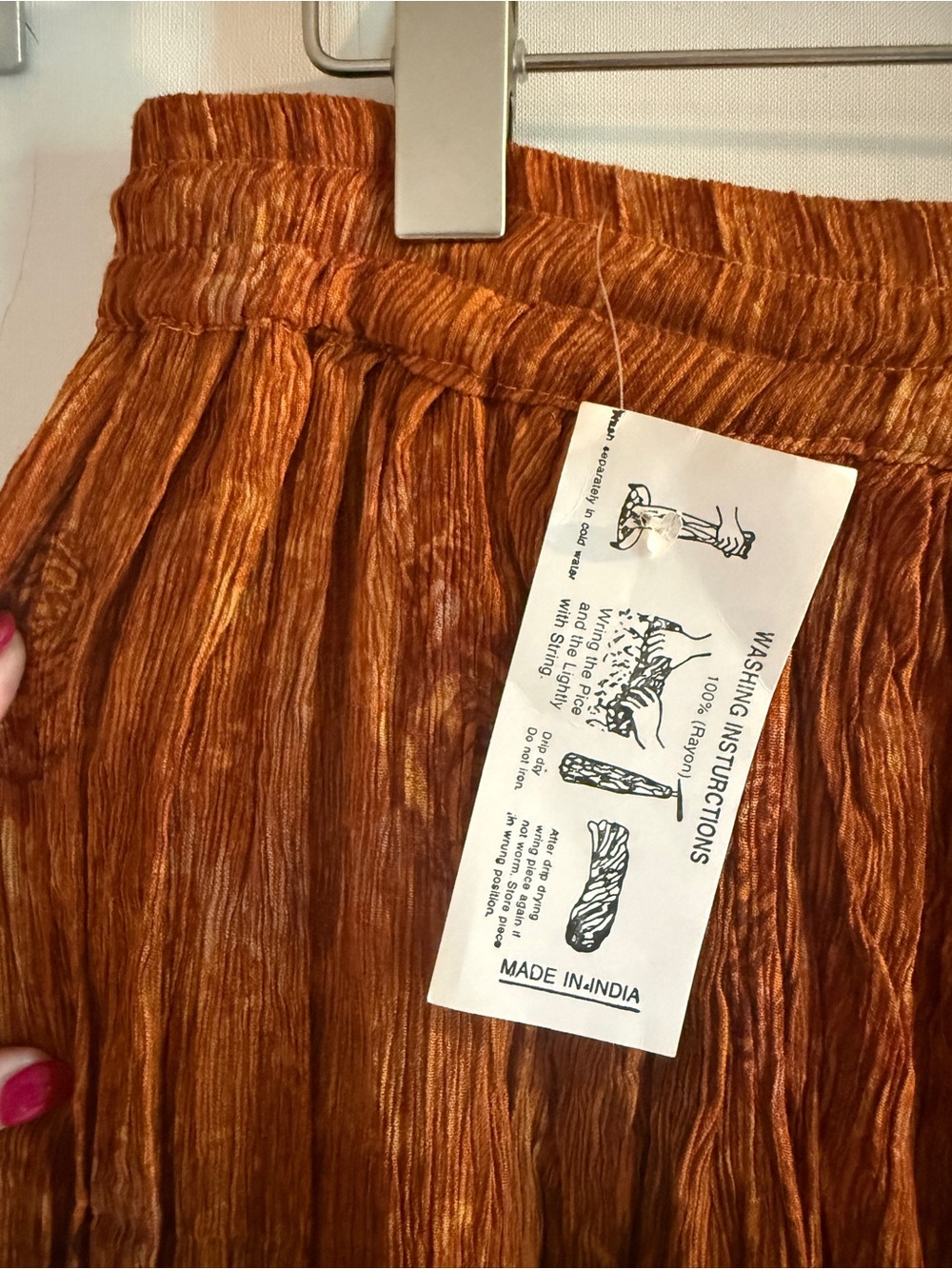 Papa Vancouver Boho Crinkle Gauze Maxi Skirt Rust Orange Rayon XL XXL - Picture 4 of 8